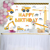 Aperturee - Toy Construction Truck Birthday Backdrop For Boy